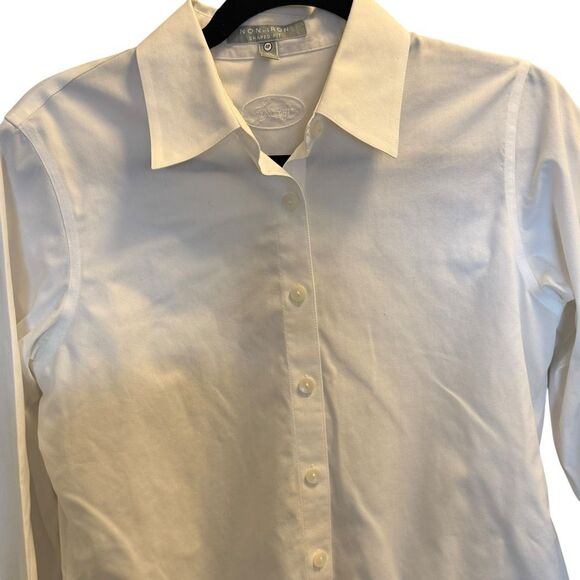 Foxcroft non-iron shaped fit white button down blouse 100% cotton size 4P - Picture 2 of 4